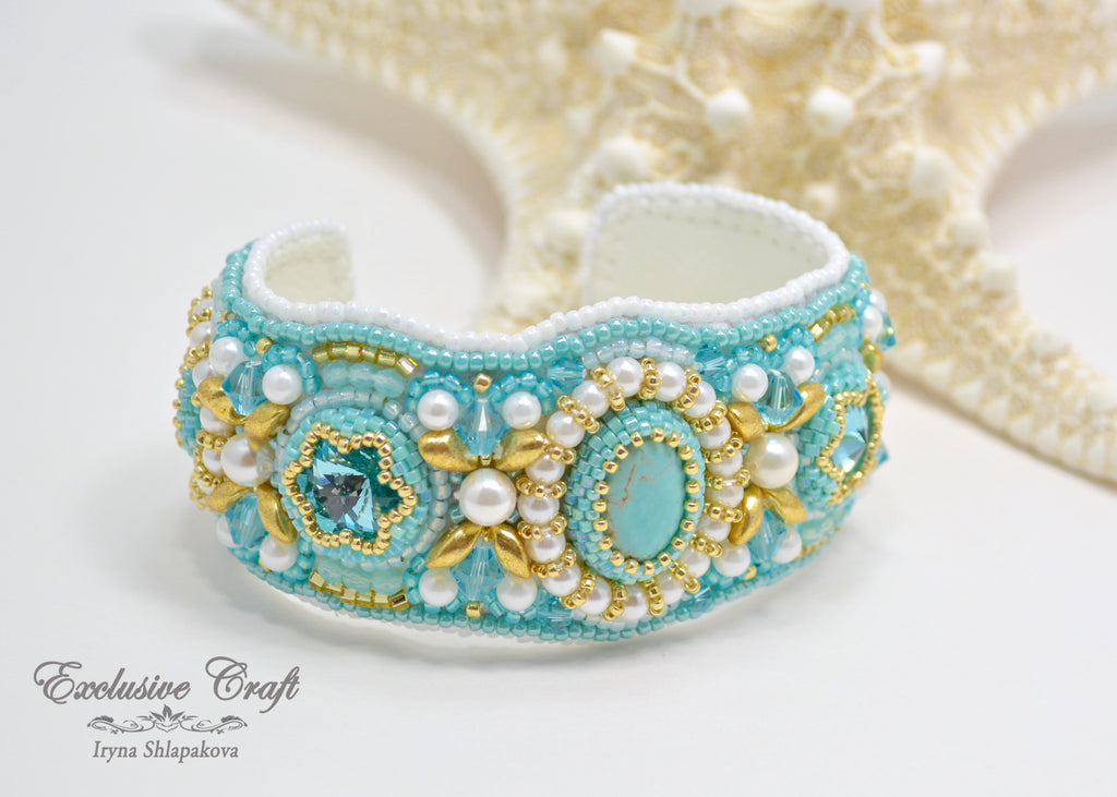 Tutorial for bead embroidered bracelet "Cleopatra" Exclusive Craft
