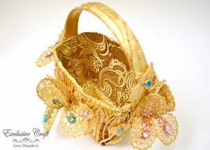 handcrafted unique tambour embroidered flower basket purse