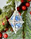 unique bead woven Christmas ornament  blue silver