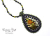dried mushroom resin bead embroidery necklace 