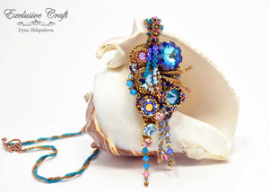 handmade artisan jewelry beaded blue necklace unique