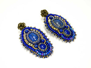 unique beaded blue earrings