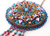 bead embroidered filigree turquoise pink necklace Jasmine handmade