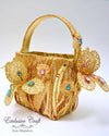 tambour embroidered flower basket purse with swarovski
