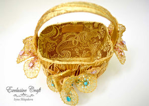 lunevile embroidered flower basket purse