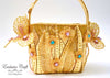 handmade tambour embroidered gold flower basket purse