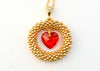 bead woven heart pendant red