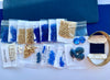 blue gold bead embroidery bracelet kit tutorial materials