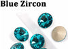 Blue zircon  rivoli 14 mm in settings 