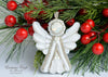 white bead embroidery angel christmas ornament handmade