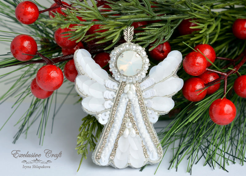 bead embroidery angel christmas ornament handmade