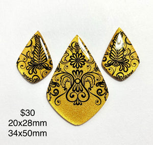 black yellow epoxy cabochons for jewelry making