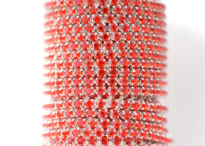 red rhinestone cup chain 3 mm 
