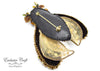 handcrafted bead embroidered cicada brooch with Swarovski, wire purl, sequince