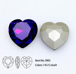 cobalt crystal heart 28 mm for jewelry making