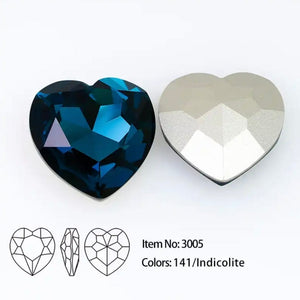 indicolite crystal heart 28 mm for jewelry making