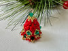 red beaded christmas bell ornament