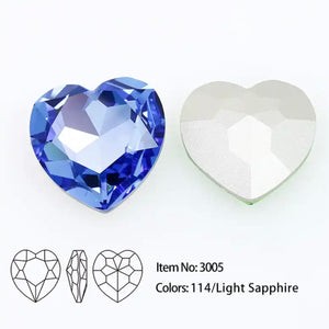 light sapphire crystal heart 28 mm for jewelry making