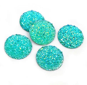 round 20 mm druzy resin cabochon for jewelry making teal