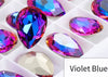 violet blue pear shaped crystal 20x30 mm