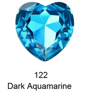 dark aquamarine crystal heart 28 mm for jewelry making