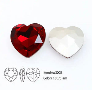 siam crystal heart 28 mm for jewelry making