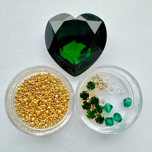 beading kit for 27mm crystal heart bezel emerald