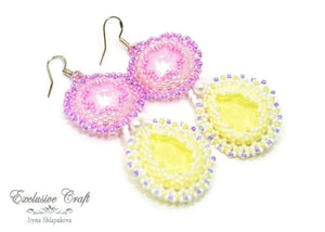 pink yellow beaded earrings