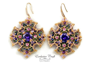 purple cubic Zircon beaded earrings