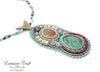 bead embroidery pendant green