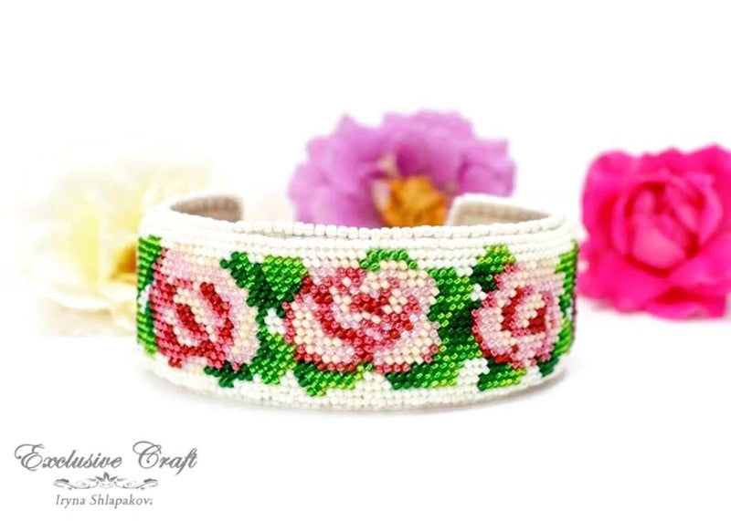  embroidered roses cuff bracelet