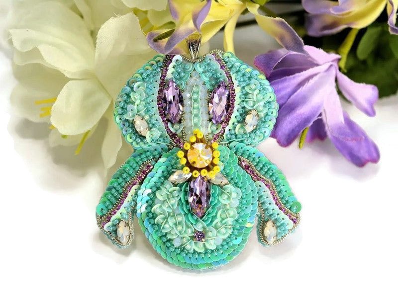 bead embroidered brooch