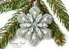 blue crystal bead embroidery Christmas ornament snowflake tutorial with a kit