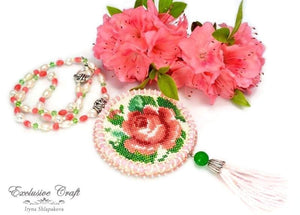 ead embroidered rose necklace