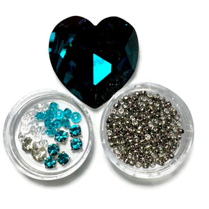beading kit for 27mm crystal heart bezel indicolite