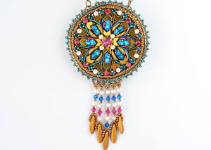 bead embroidered dreamcatcher bronze  necklace