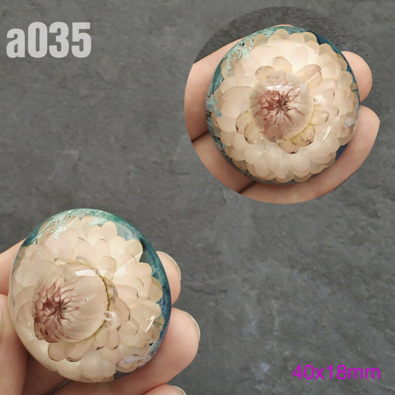 real dry flowers in half sphere resin cabochons for jewelry making