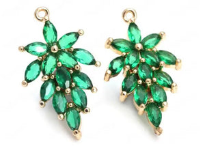 green crystal leaf pendant for jewelry making