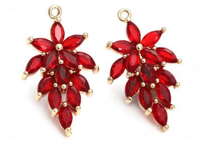 red red crystal leaf pendant for jewelry making