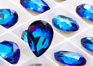 bermuda blue pear shaped crystal 20x30 mm