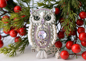 violet owl zoom virtual beading class owl necklace