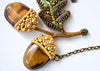 bead embroidered acorn branch jewelry