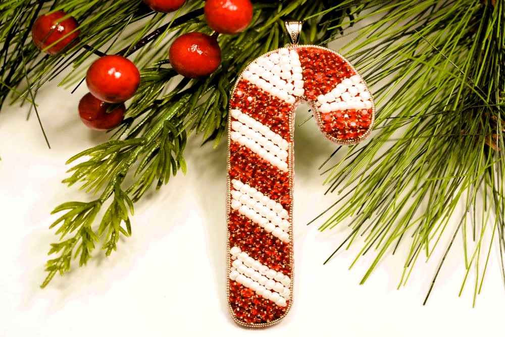 candy cane christmas ornament beading tutorial 