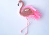 bead embroidered flamingo brooch handmade