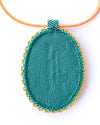 bead embroidery pendant with dry flowers in resin
