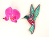 beading zoom class hummingbird brooch green pink