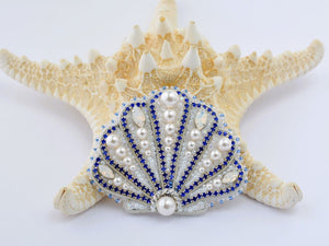 bead embroidered blue sea shell  beading kit with tutorial