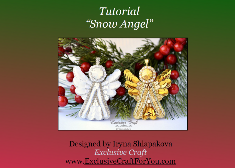 bead embroidered snow angel Christmal ornament pattern