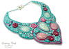 embroidered blue fuchsia necklace