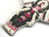 black pink bead embroidered elephant pin